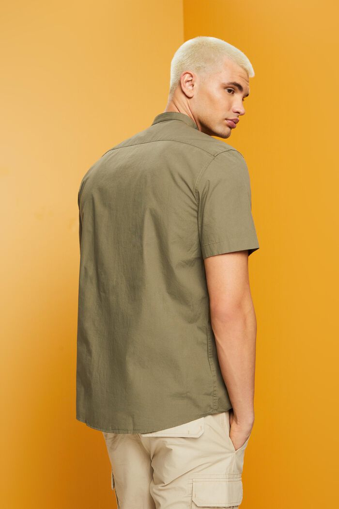 Camicia in cotone con colletto alto, KHAKI GREEN, detail image number 3