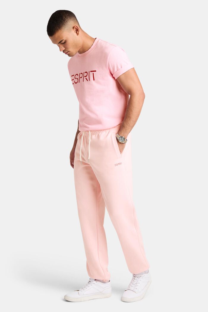 Pantaloni della tuta con logo in pile di cotone, unisex, LIGHT PINK, detail image number 0