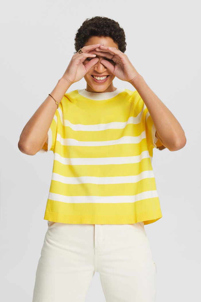 Maglia in cotone a righe, YELLOW, detail image number 0