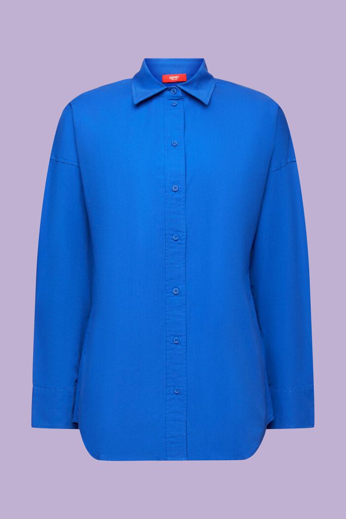 Camicia in popeline di cotone, BRIGHT BLUE, detail image number 6