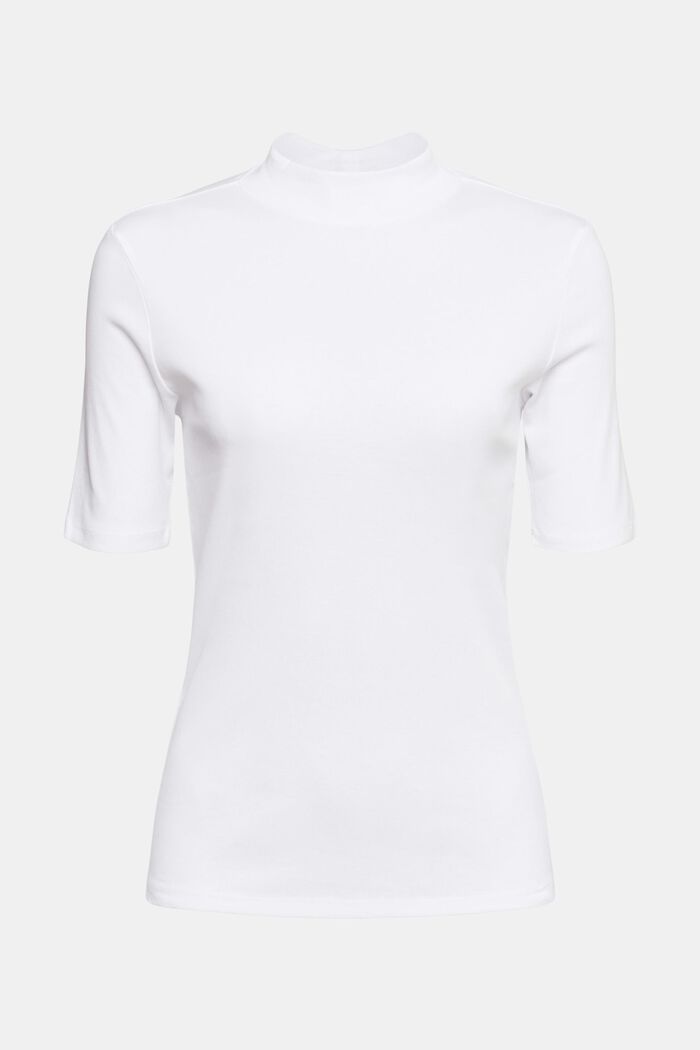T-shirt con colletto alla coreana, WHITE, overview