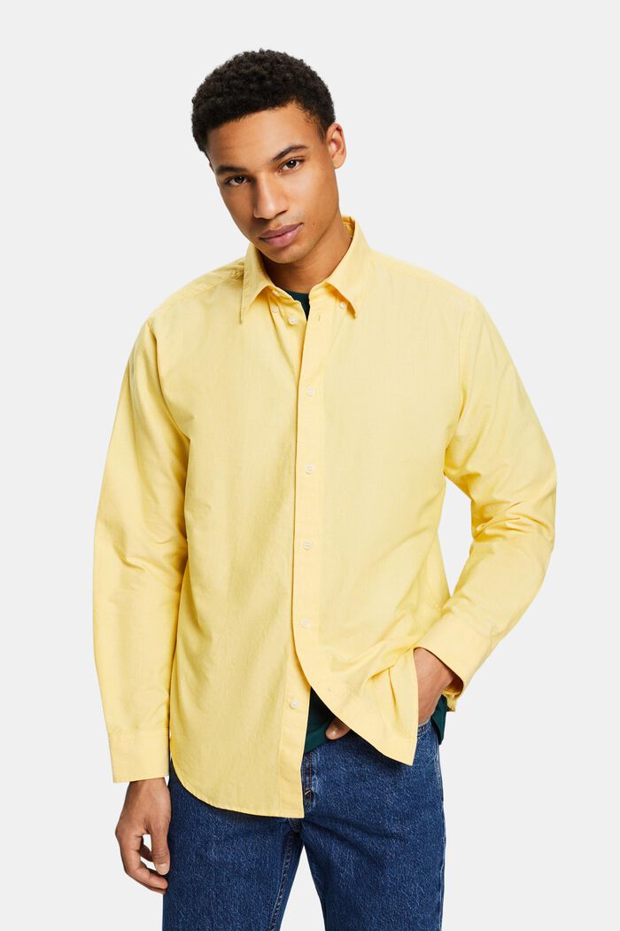 Camicia in cotone Oxford, YELLOW, detail image number 0