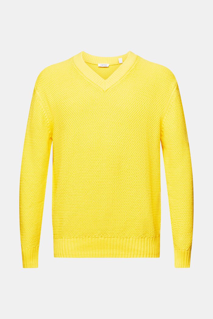 Pullover in cotone con scollo a V, YELLOW, detail image number 6