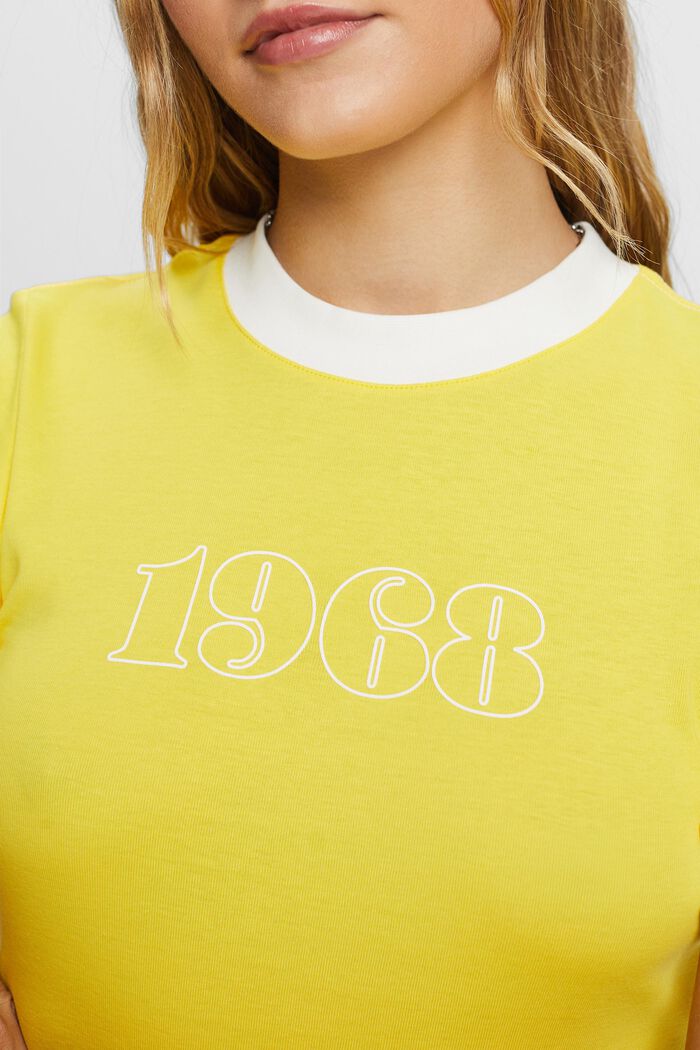 T-shirt in jersey di cotone con logo, YELLOW, detail image number 2
