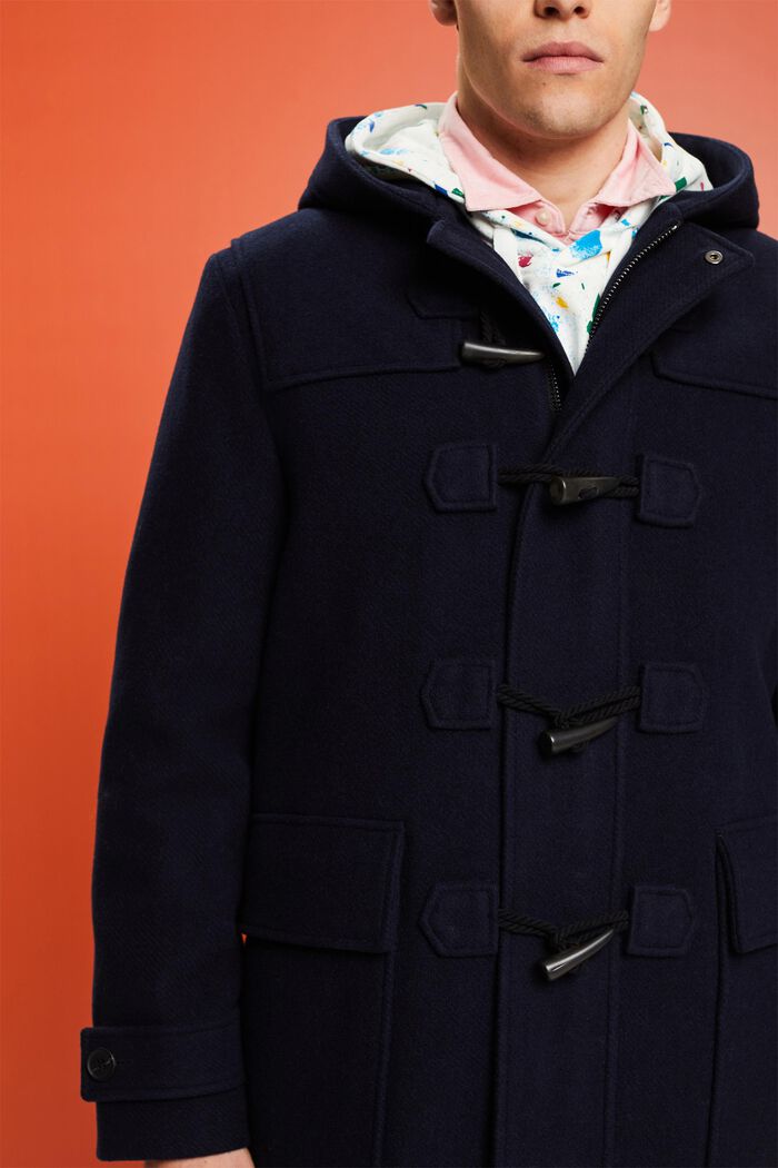 Cappotto con alamari in misto lana, NAVY, detail image number 2