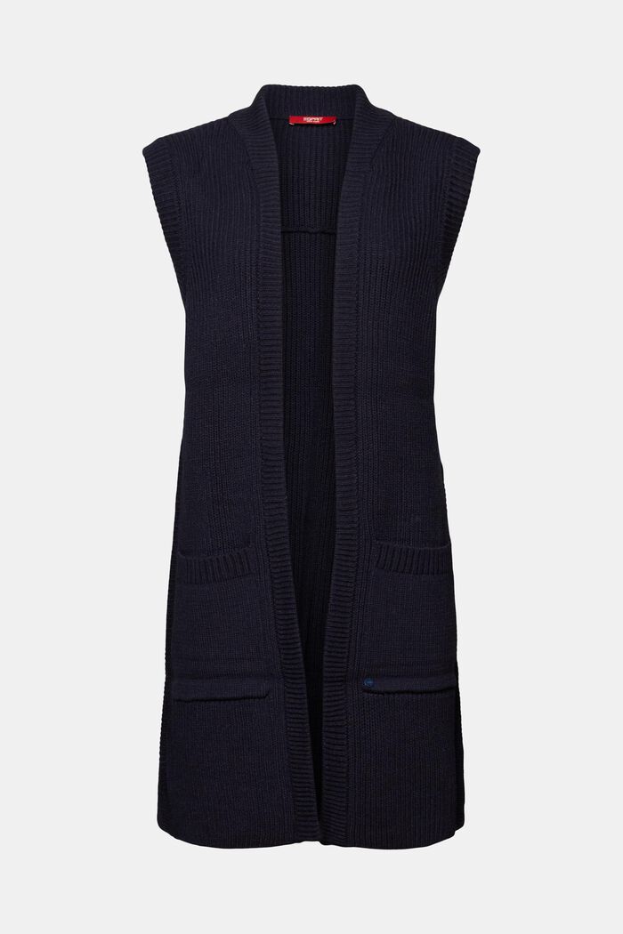 In materiale riciclato: cardigan lungo senza maniche, NAVY, detail image number 0