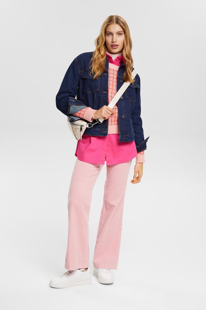 Blusa in cotone con una tasca, PINK FUCHSIA, detail image number 1