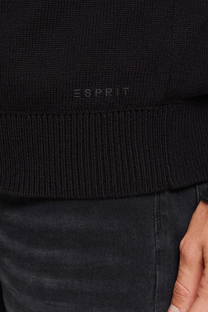 Pullover in maglia con scollo a V, BLACK, detail image number 0