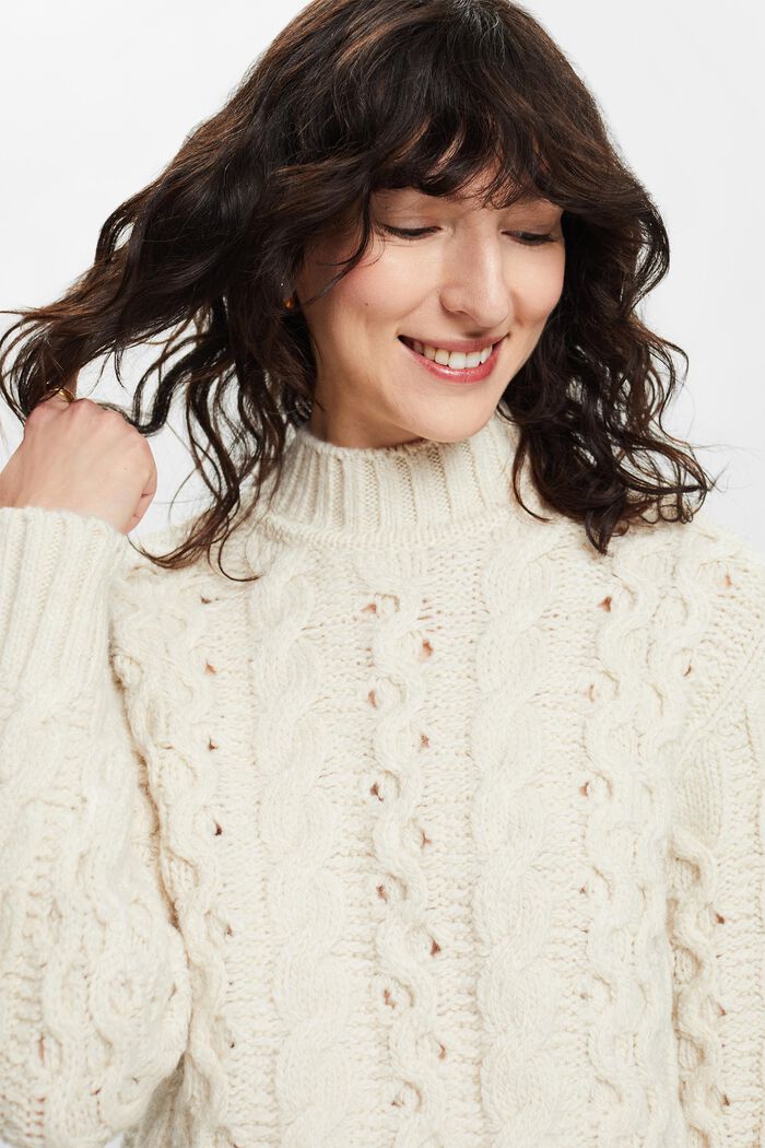 Pullover in misto lana in maglia intrecciata, ICE, detail image number 5