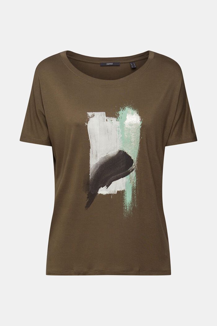 T-shirt con stampa, LENZING™ ECOVERO™, KHAKI GREEN, detail image number 2
