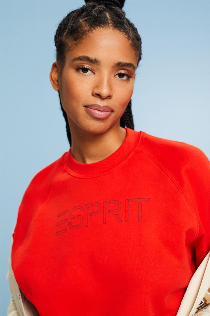 Felpa cropped con logo, RED, detail image number 4