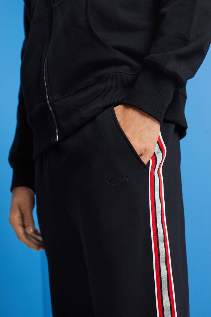 Pantaloni sportivi a righe in cotone, BLACK, detail image number 2