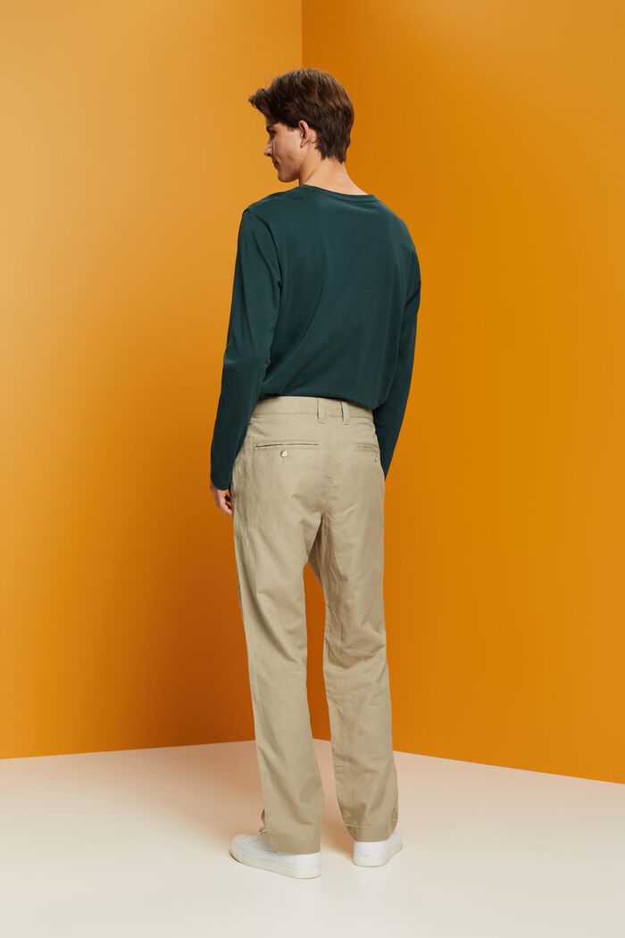 Pantaloni in misto cotone e lino, LIGHT GREEN, detail image number 2