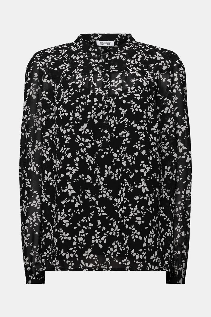 Blusa in chiffon con stampa, BLACK, detail image number 5