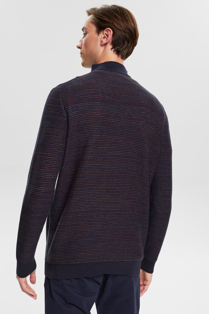 Pullover con zip corta a righe colorate, NAVY, detail image number 3