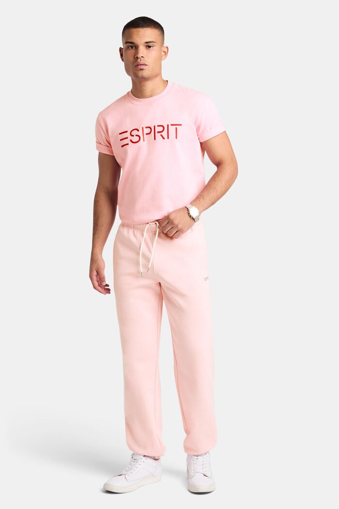 Pantaloni della tuta con logo in pile di cotone, unisex, LIGHT PINK, detail image number 1