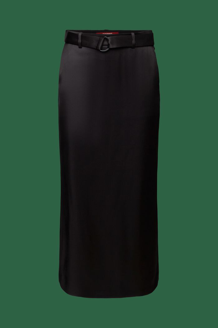 Gonna maxi in raso con cintura, BLACK, detail image number 7