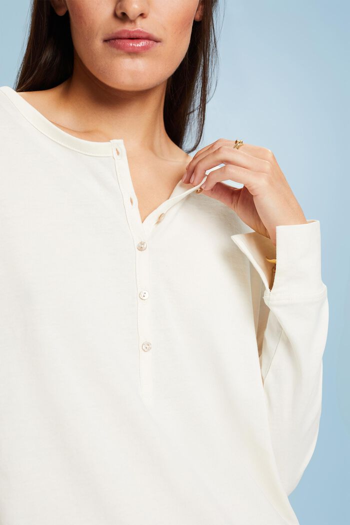 Top in cotone con scollo henley, ICE, detail image number 1