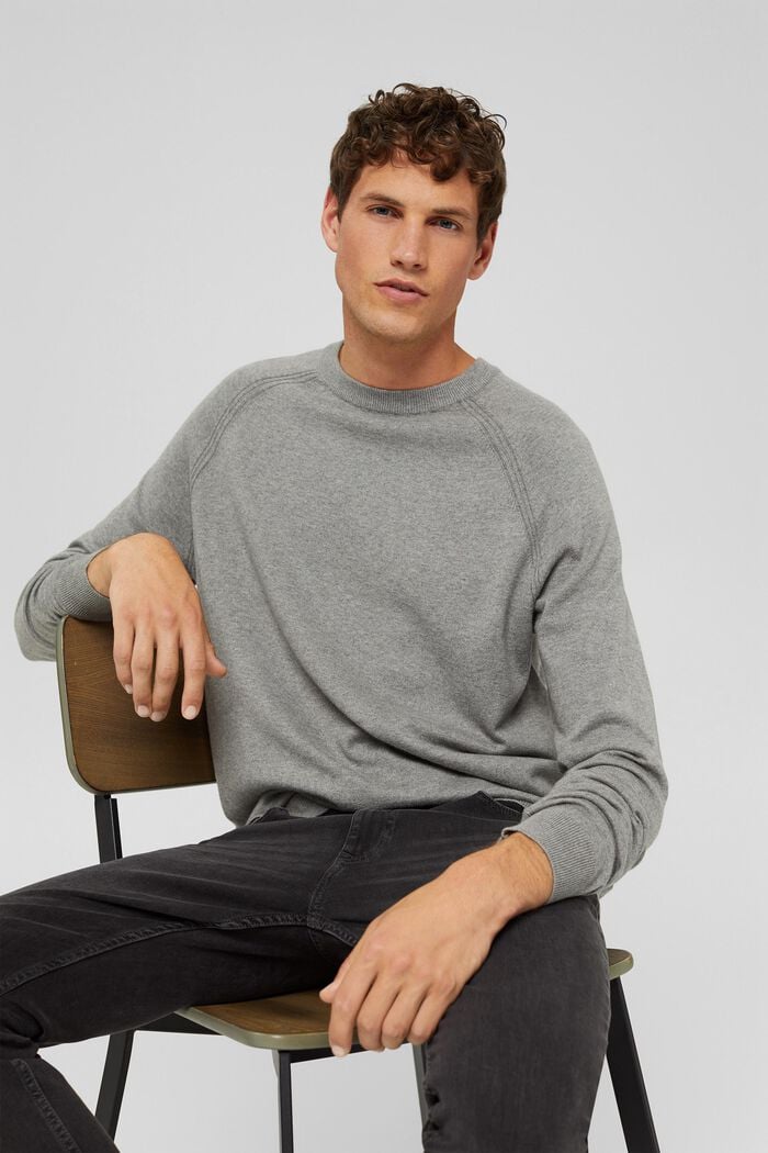Con cashmere: pullover con scollo rotondo, MEDIUM GREY, detail image number 6