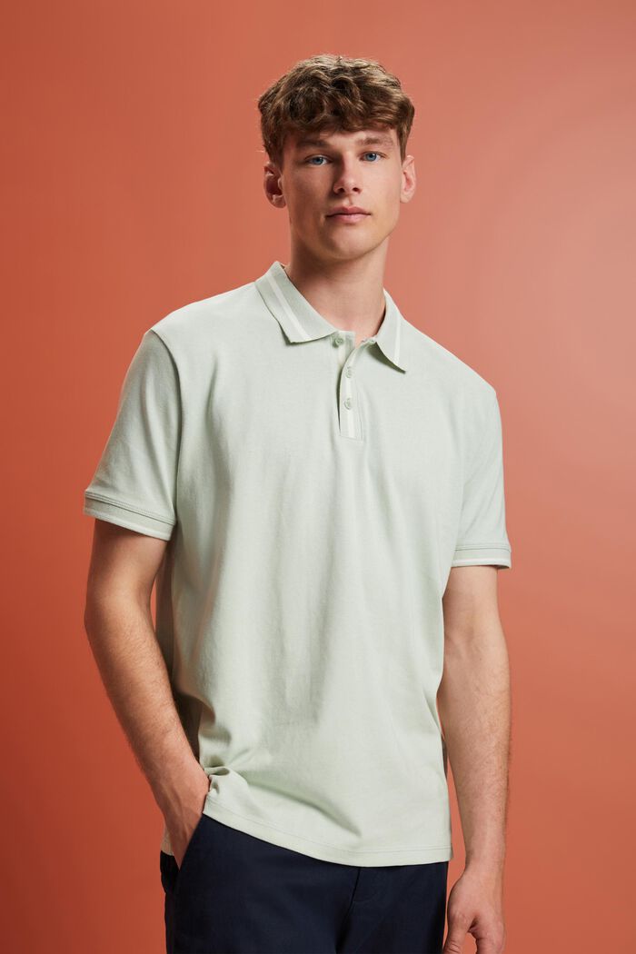 Polo in jersey in misto cotone, PASTEL GREEN, detail image number 0