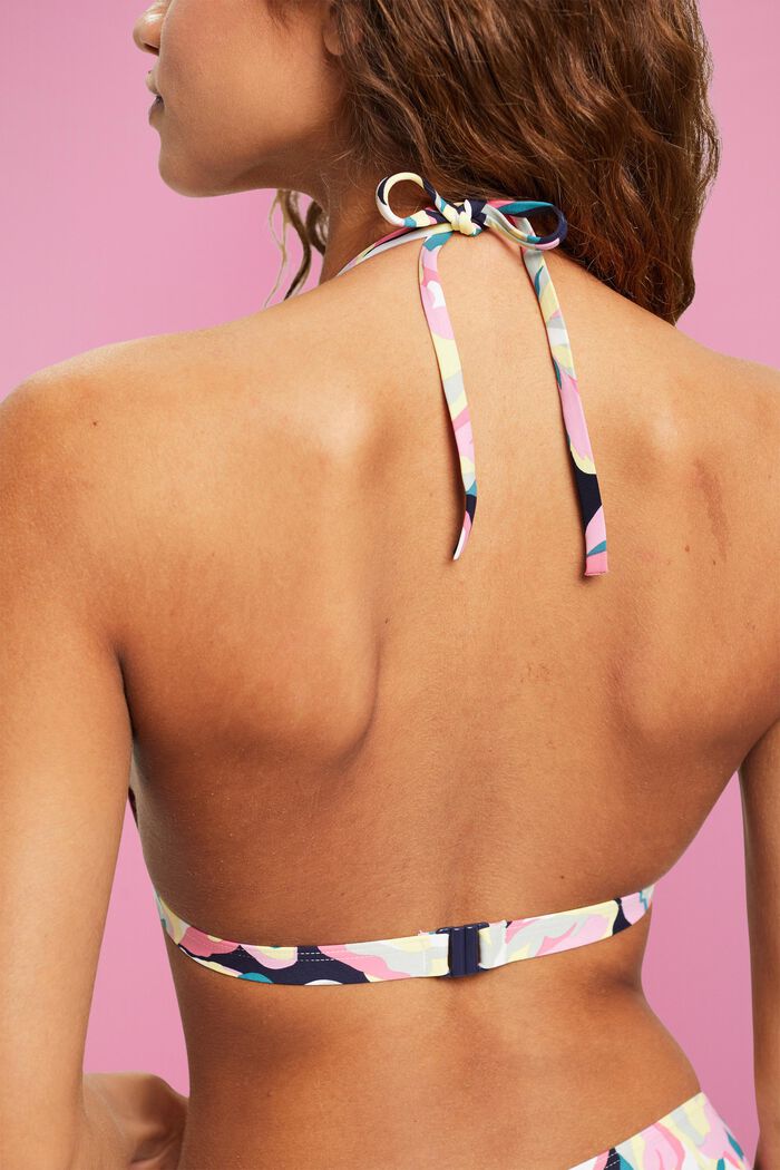 Reggiseno da bikini con allacciatura al collo e stampa floreale, NAVY, detail image number 3