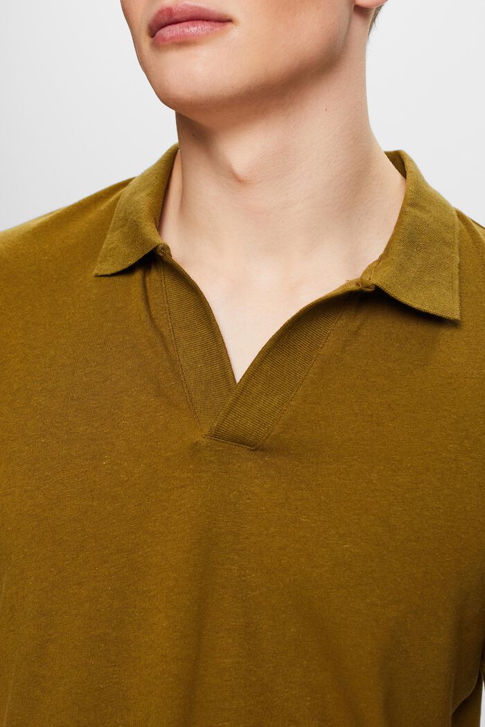 Polo in lino e cotone, OLIVE, detail image number 2