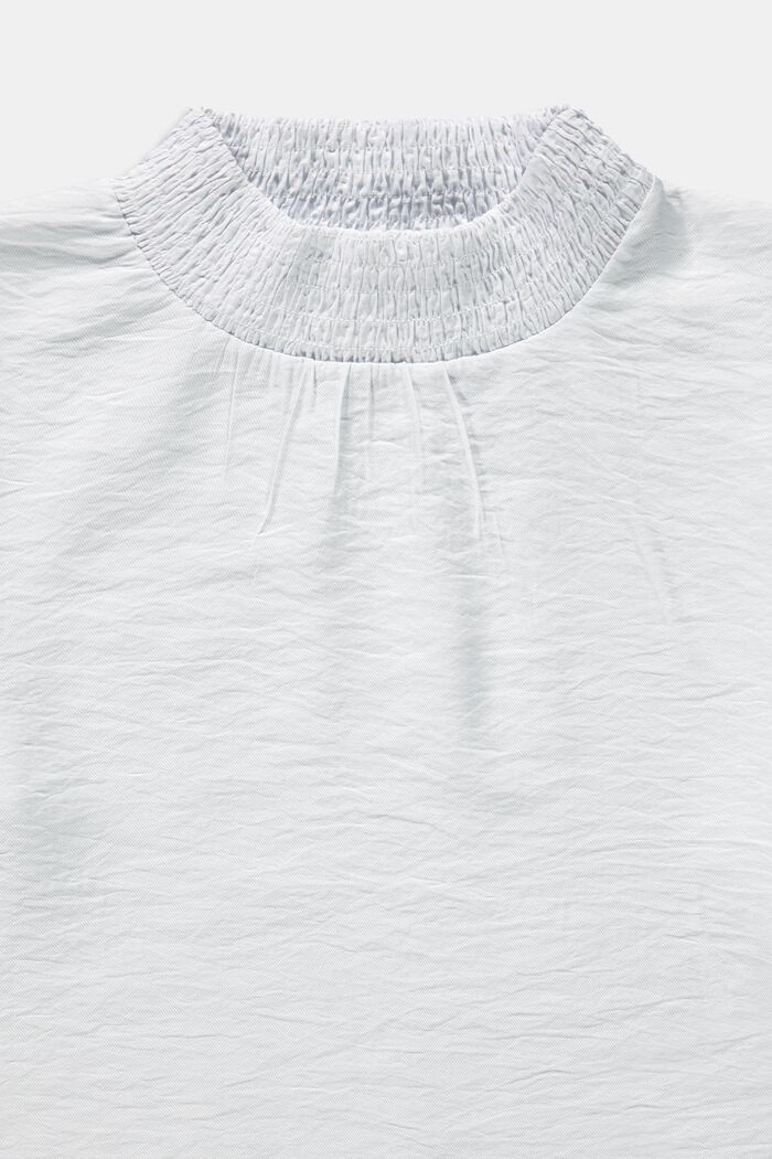 Blusa arricciata con bordo in maglia a coste, WHITE, detail image number 2