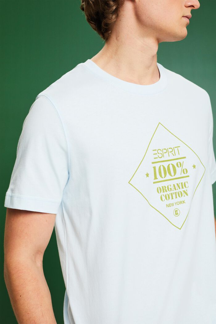 T-shirt in cotone con stampa del logo, PASTEL BLUE, detail image number 3