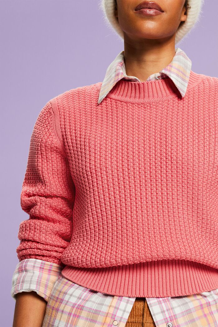 Pullover a girocollo in maglia strutturata, PINK, detail image number 2