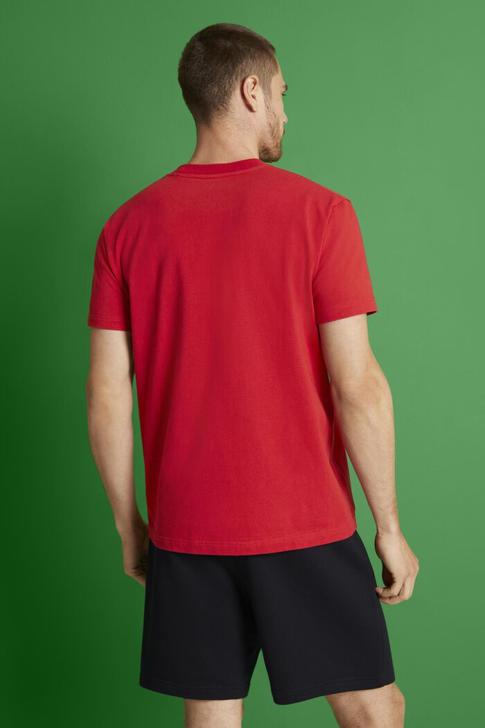 T-shirt unisex in jersey di cotone con logo, RED, detail image number 3