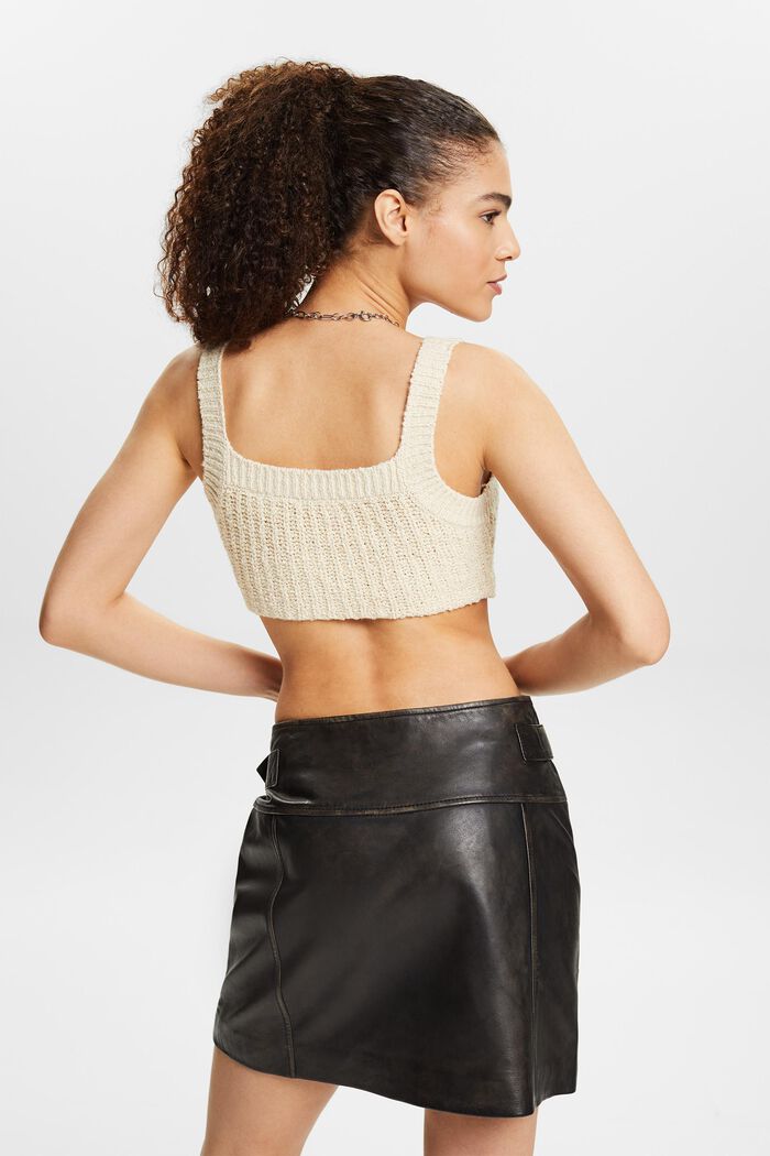 Top cropped in maglia bouclé, CREAM BEIGE, detail image number 2