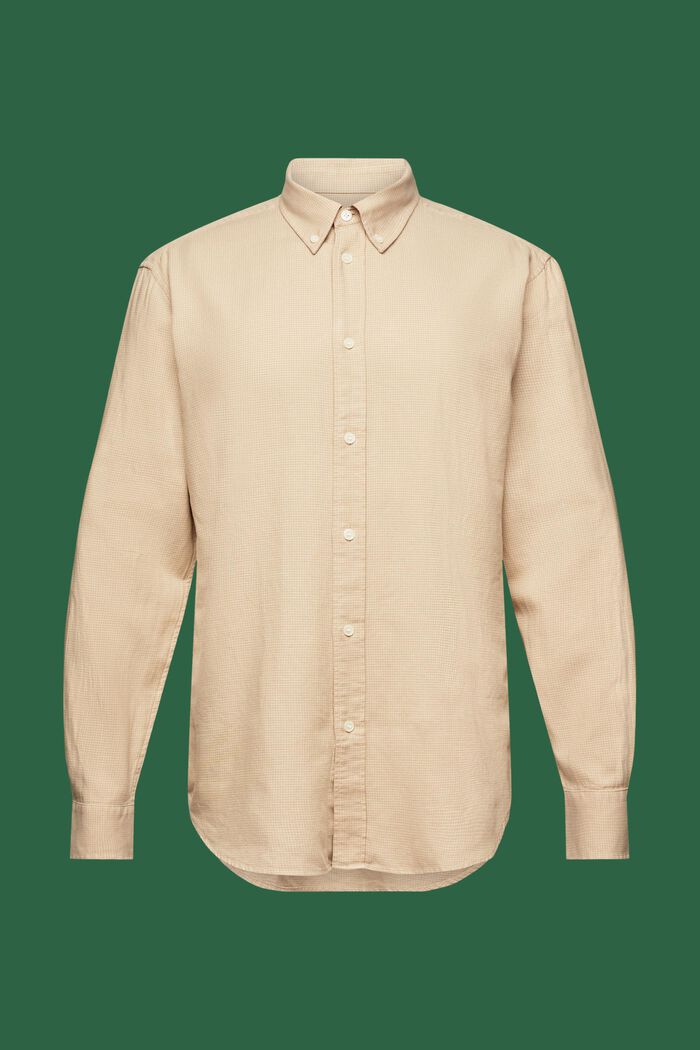 Camicia in cotone a quadretti dalla vestibilità regular, BEIGE, detail image number 6