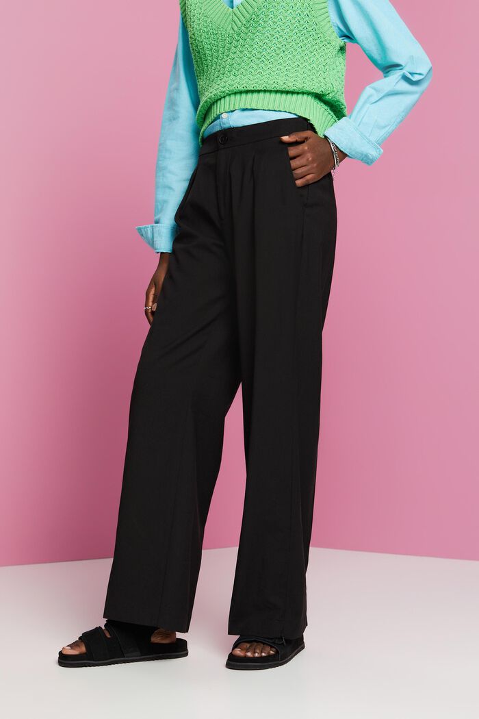Pantaloni con spacco sullo sfondo e zip, BLACK, detail image number 0