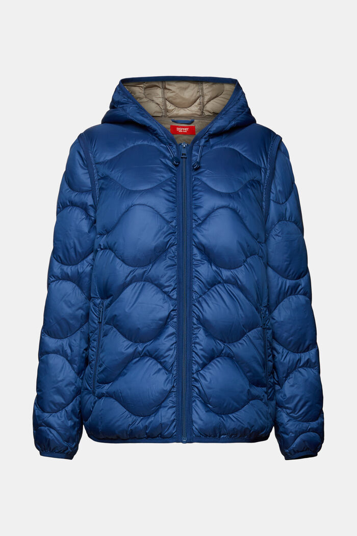 Riciclato: giacca trapuntata trasformabile con cappuccio, GREY BLUE, detail image number 7