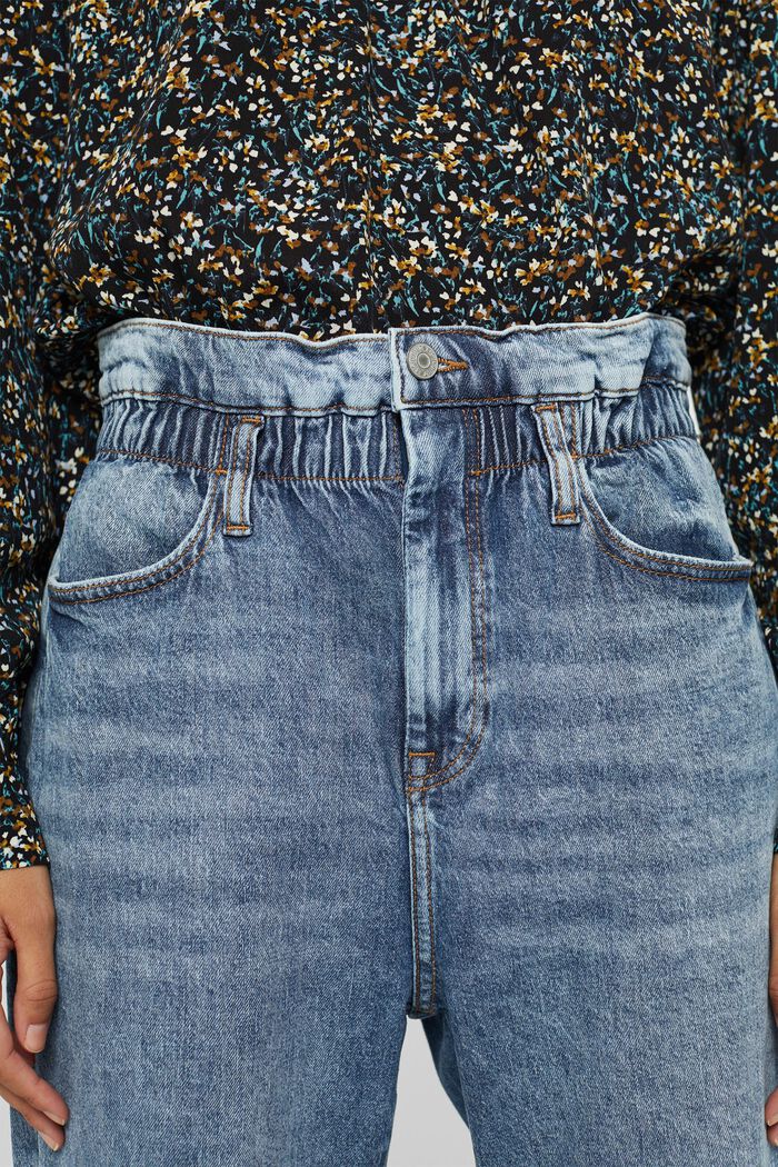 Jeans con elastico in vita in misto cotone biologico, BLUE MEDIUM WASHED, detail image number 2