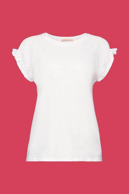 T-shirt con maniche arricciate, 100% cotone