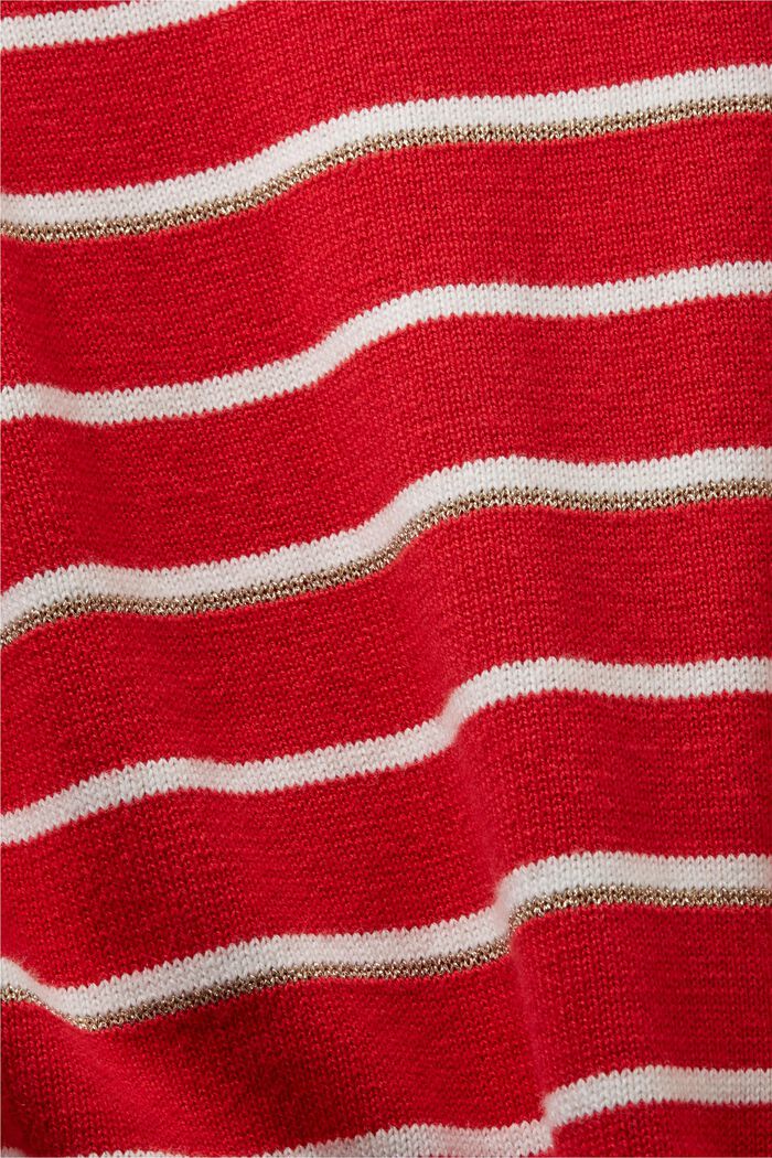 Pullover in maglia a righe con cashmere, RED, detail image number 5
