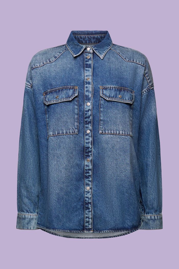 Camicia di jeans oversize, BLUE MEDIUM WASHED, detail image number 6