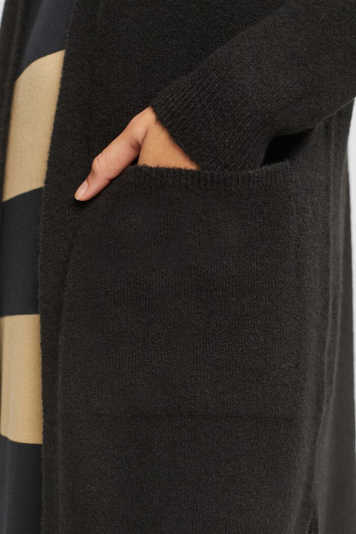 Con lana: cardigan aperto, BLACK, detail image number 2