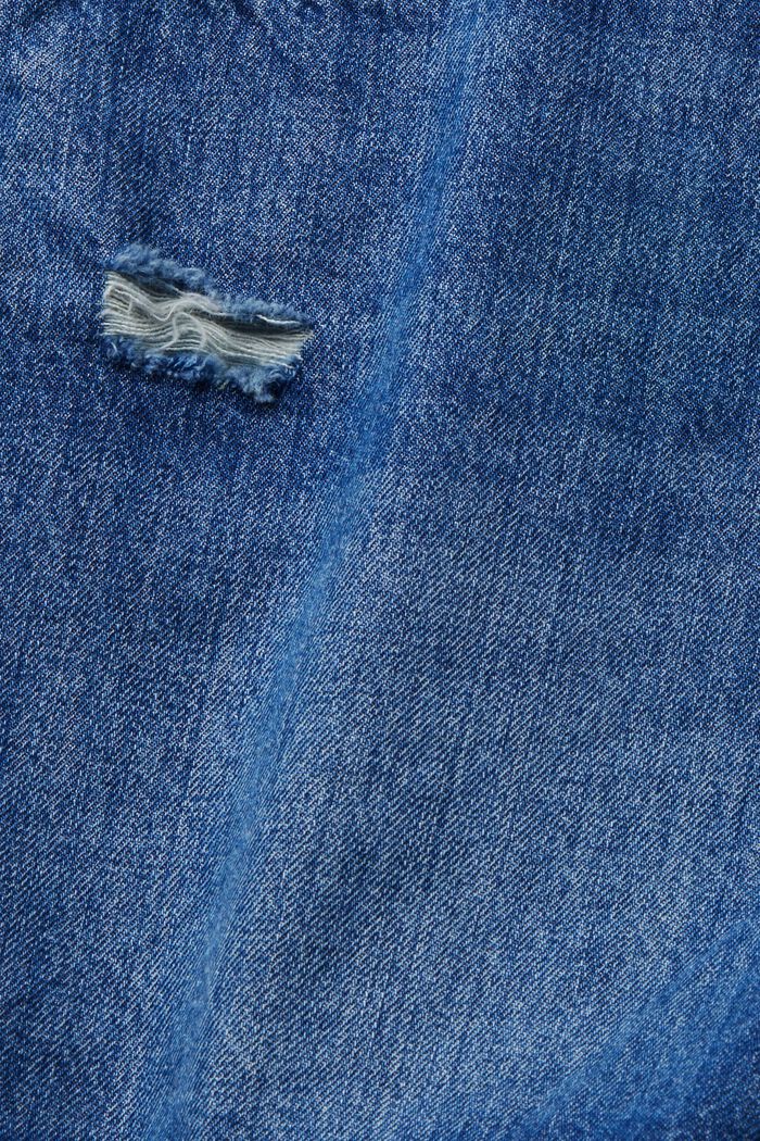 Shorts in denim effetto usato, 100% cotone, BLUE DARK WASHED, detail image number 6