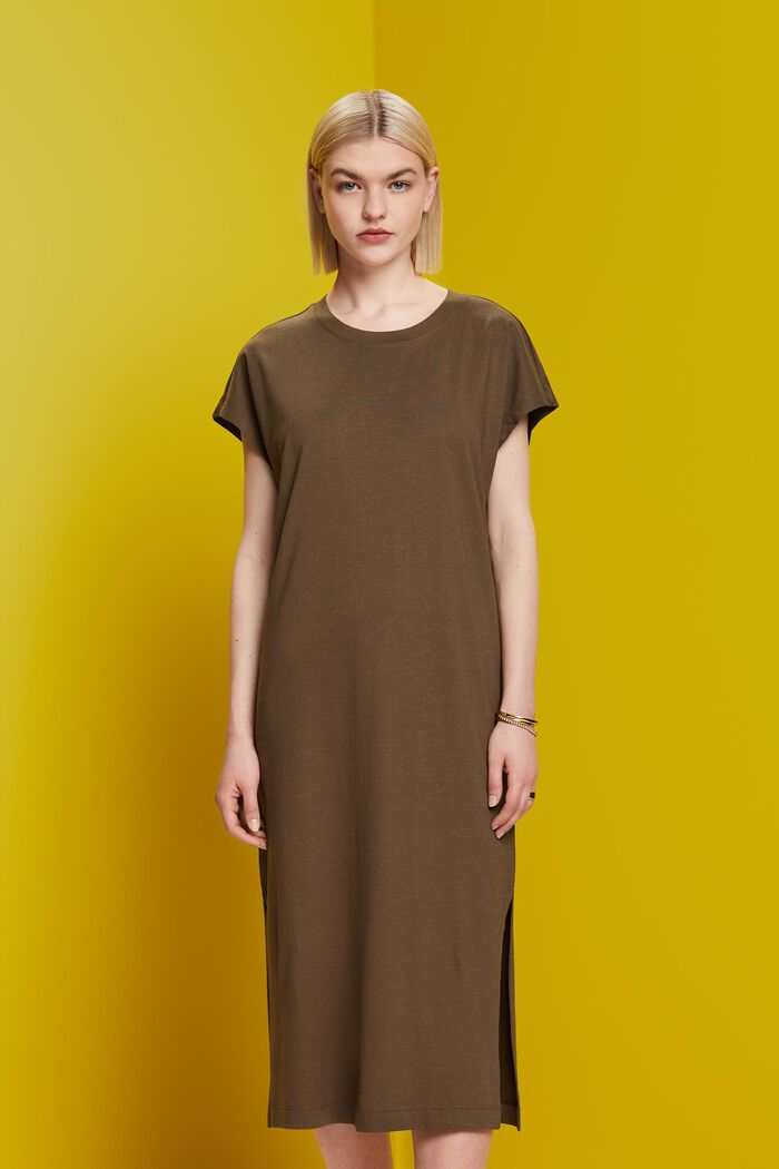 Abito midi in jersey, KHAKI GREEN, detail image number 0
