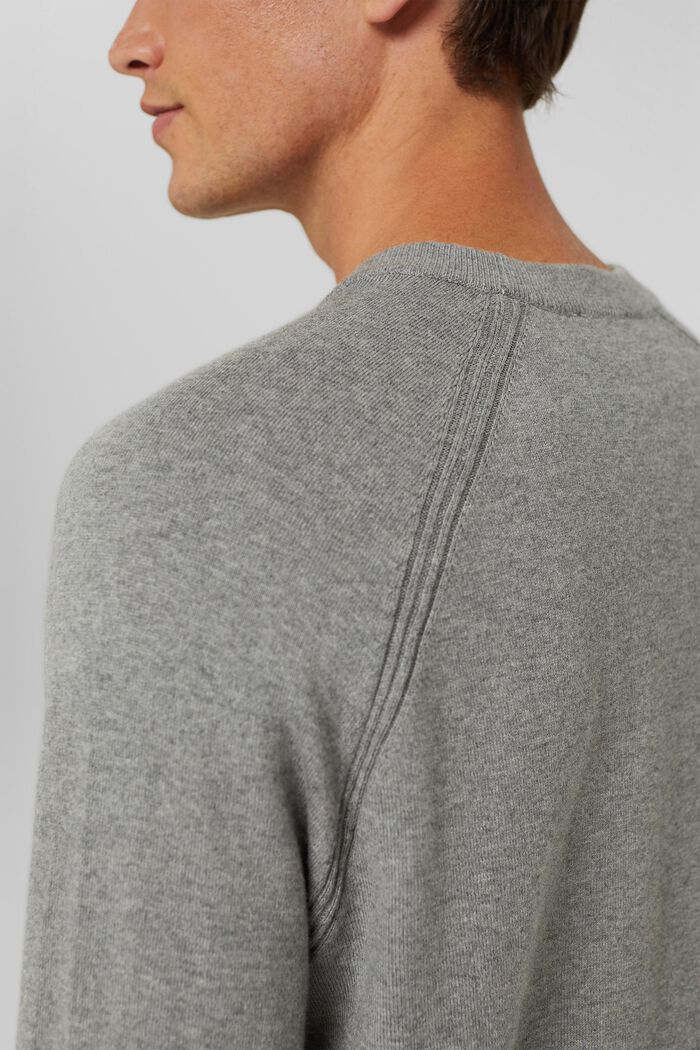 Con cashmere: pullover con scollo rotondo, MEDIUM GREY, detail image number 2