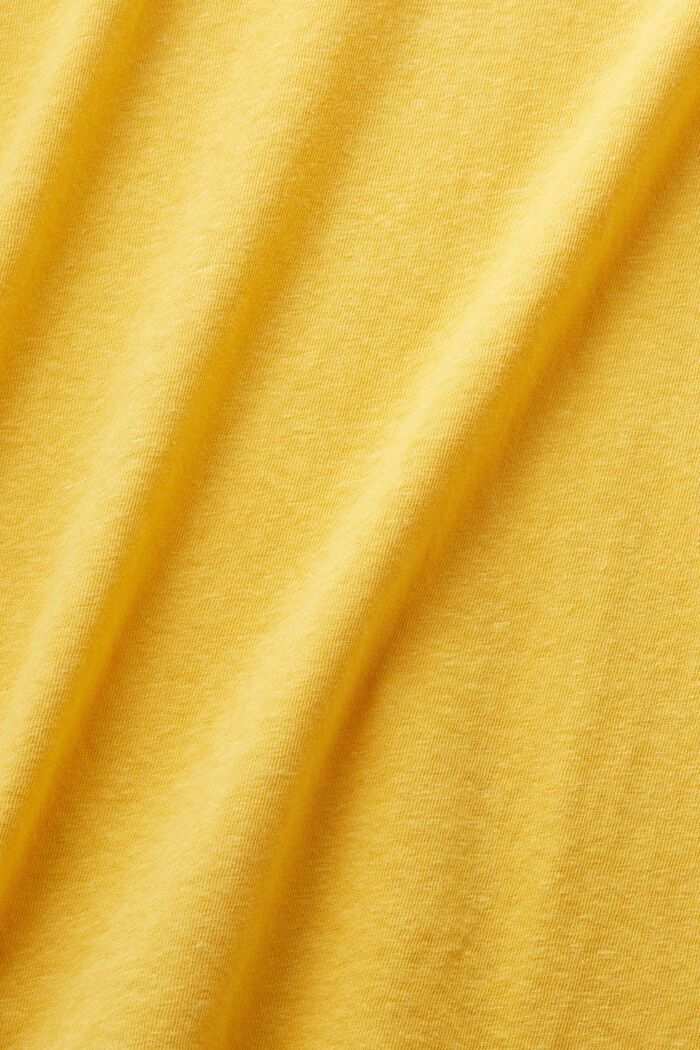 T-shirt in cotone e lino, SUNFLOWER YELLOW, detail image number 4