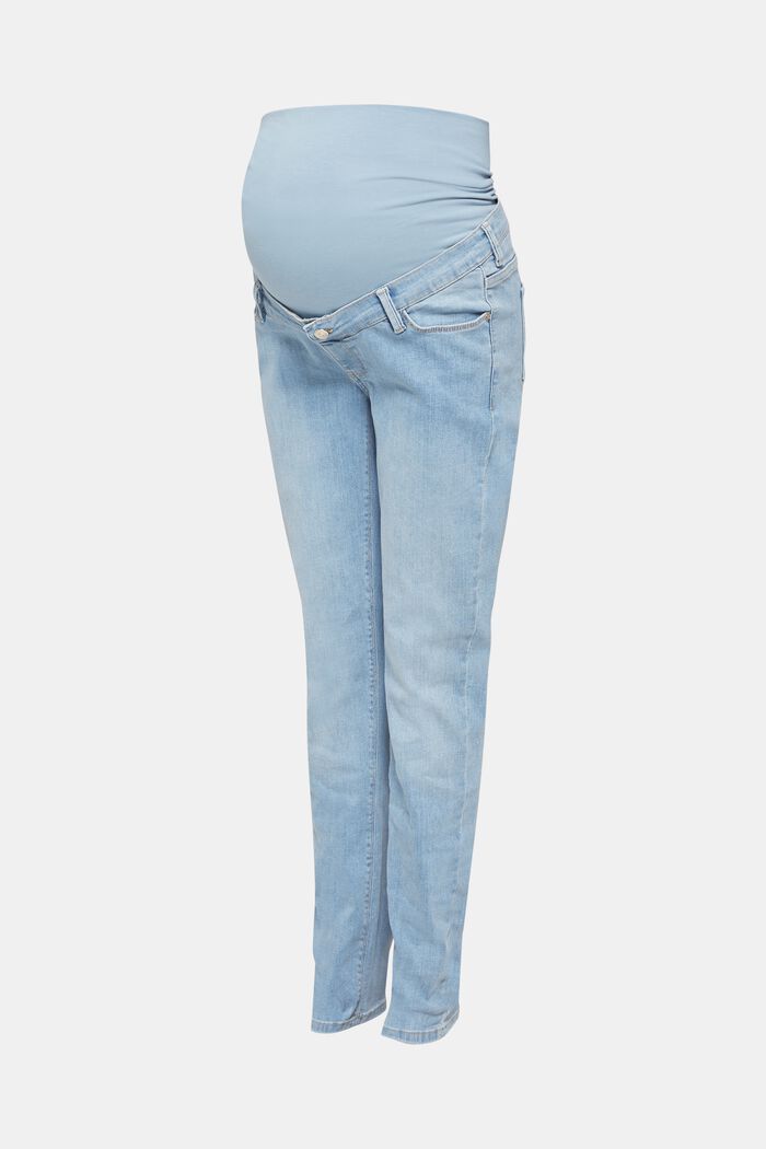 Jeans effetto candeggiato con fascia premaman, LIGHTWASH, detail image number 1
