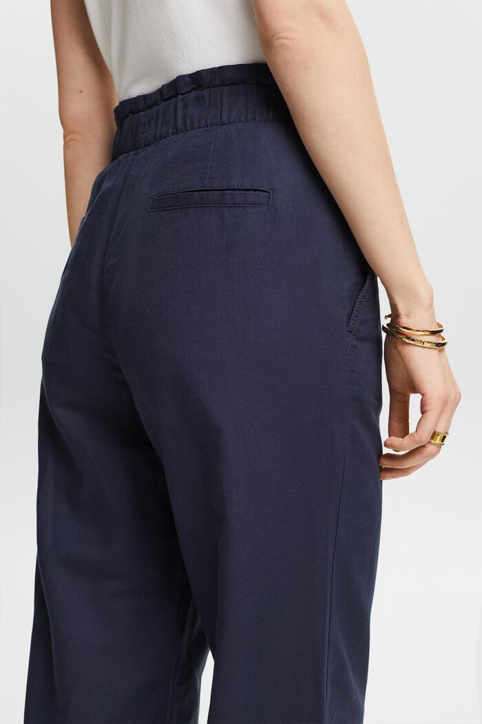 Pantaloni culotte cropped in lino e cotone, NAVY, detail image number 3