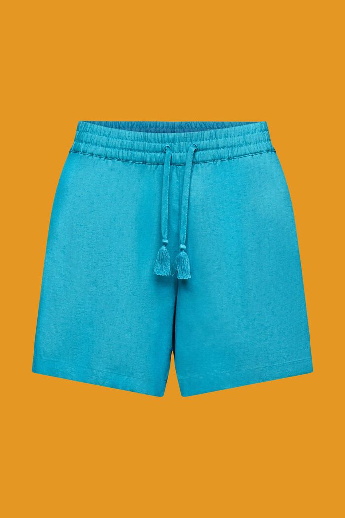 Pantaloncini da spiaggia con lino, TEAL BLUE, detail image number 5