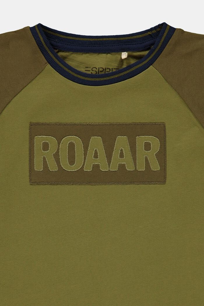 T-shirt con ricamo in 100% cotone, LEAF GREEN, detail image number 2