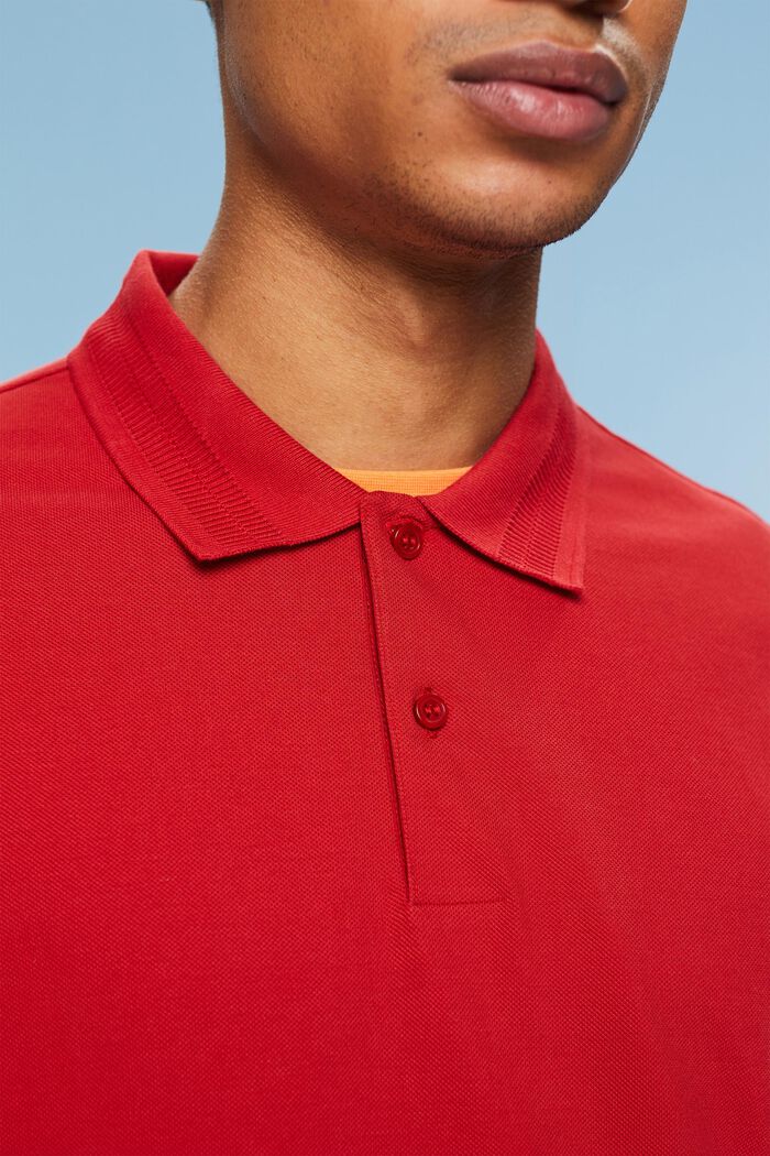 Polo in cotone piqué, DARK RED, detail image number 4
