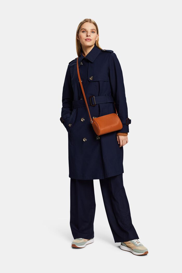 Trench a doppio petto con cintura, NAVY, detail image number 4