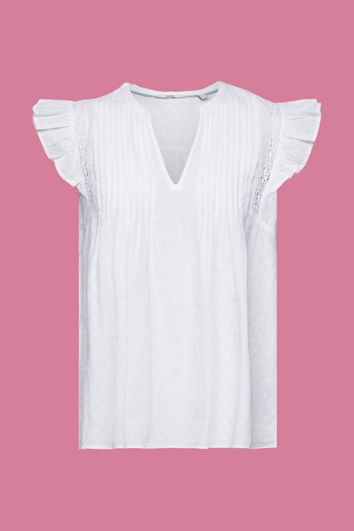 Blusa senza maniche in plumetis, 100% cotone, WHITE, detail image number 6